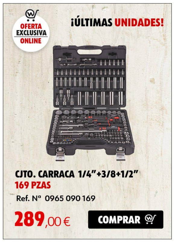 CJTO. CARRACA 1/4'+3/8+1/2' 169 PZAS