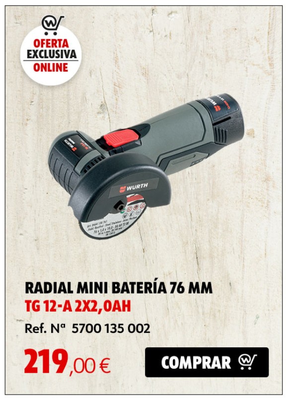 RADIAL MINI BATERÍA 76 MM TG 12-A 2X2,0AH