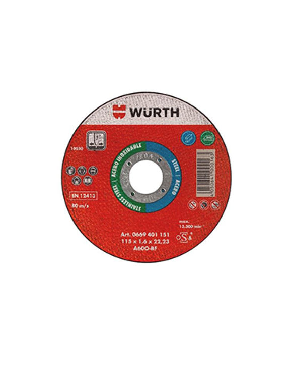 DISCO DE CORTE WURTH SLIM D115X0,8MM